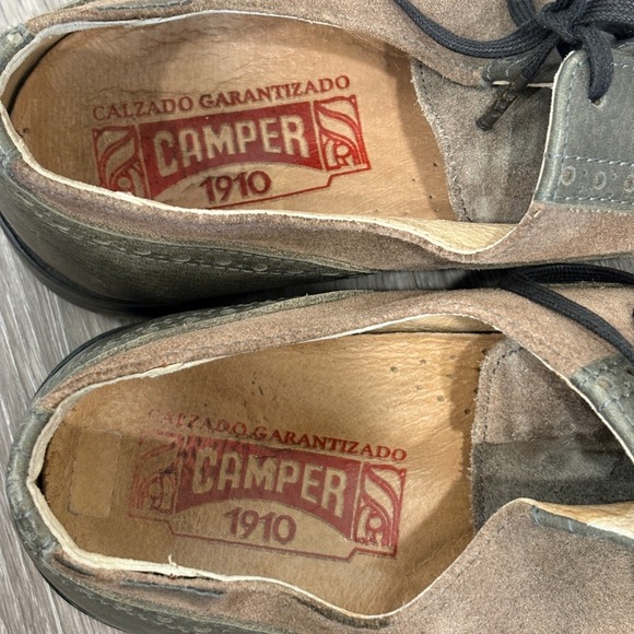 VTG Camper Gray Tan Leather Suede Brogue Wingtip Derby Oxford Shoes EU‎ 41 25847
